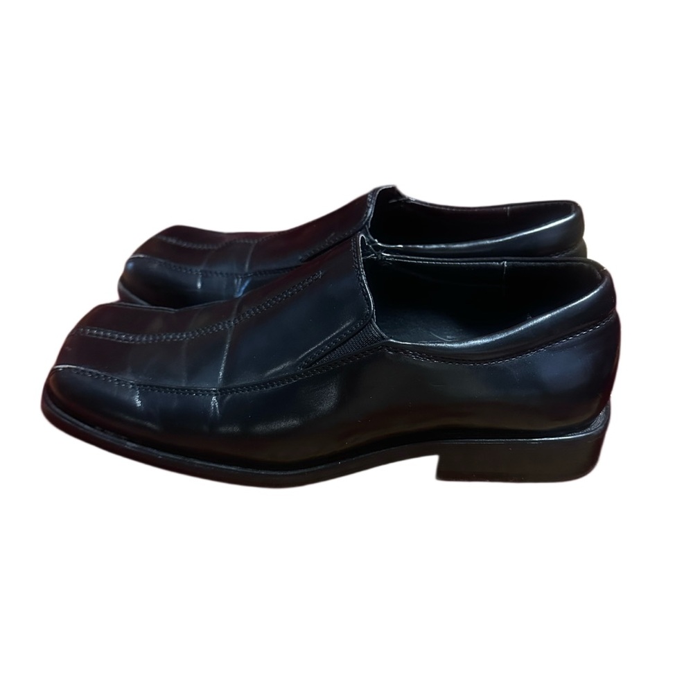 Vintage 90s square toe black loafers vegan men’s size 5 - Picture 3 of 5